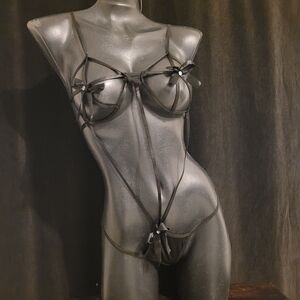 Elegant Black Strappy Lingerie Set